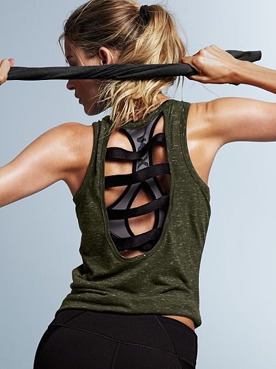 Banded-back Tank Victoria Sport FitnessApparelExp... ♡ Women's Workout Clothes...