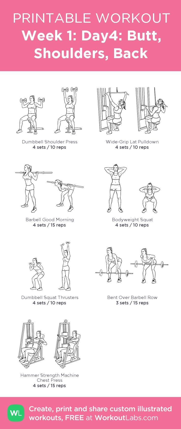 Workouts to Lose Weight Fast : Week 1: Day4: Butt, Shoulders, Back: my custom printable workout 