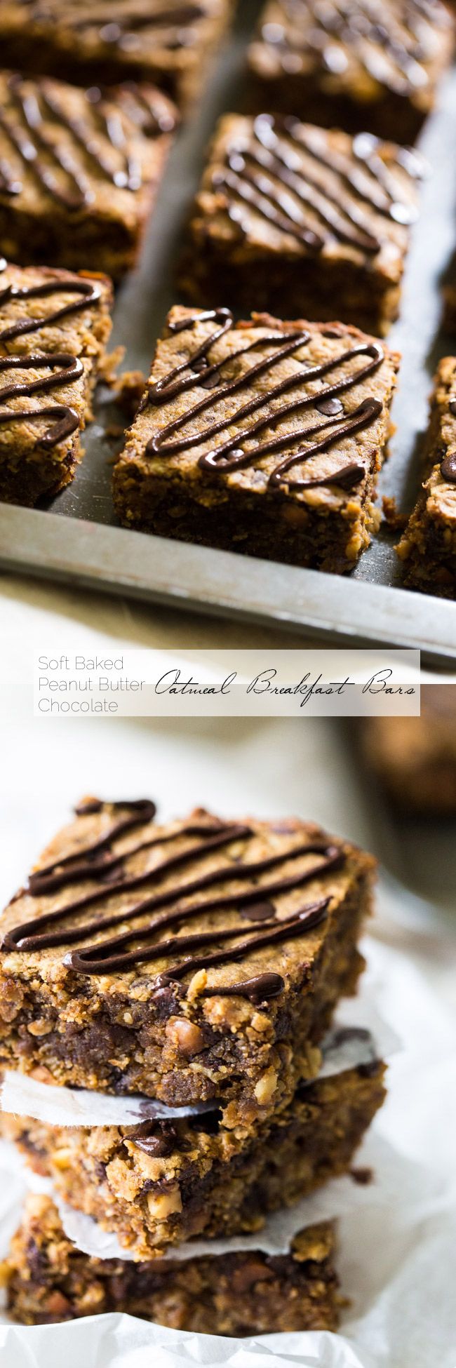 Chocolate Peanut Butter Oatmeal Breakfast Bars - Tastes like store bought but ar...