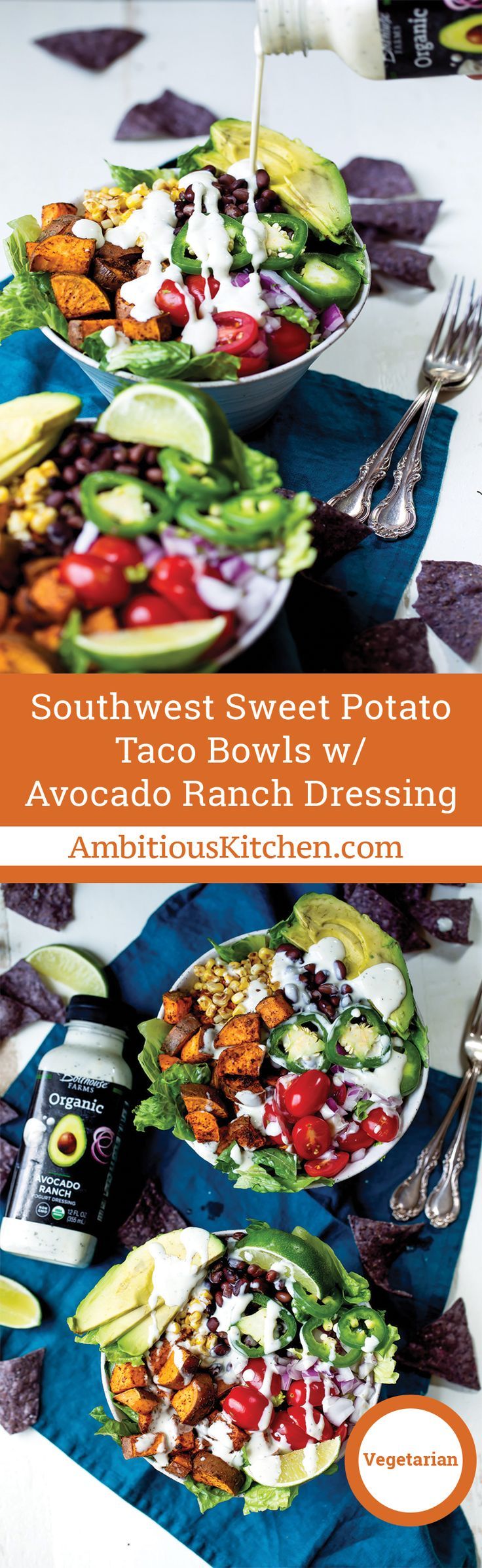 Amazing sweet potato taco bowls packed with plant based protein and your favorit...