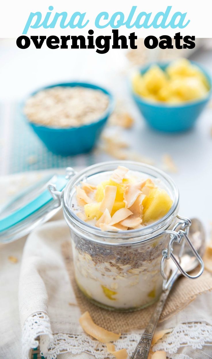 Amp up your summer mornings with these Dairy-Free Pina Colada Overnight Oats. Fr...