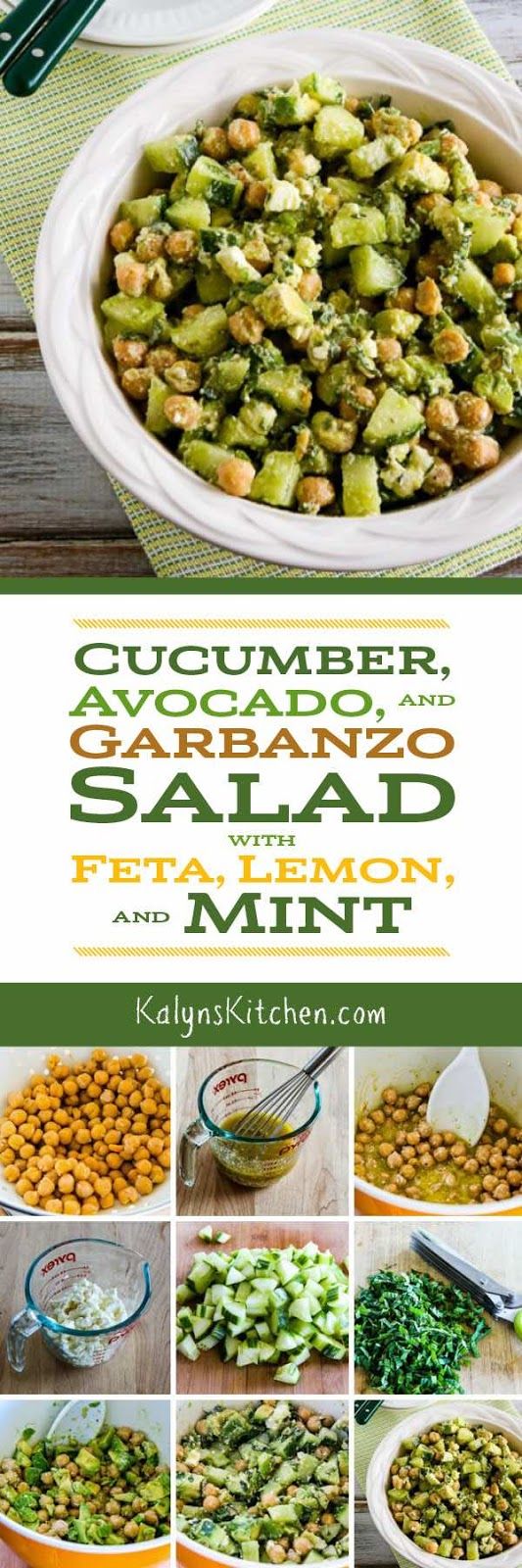 I love the flavors in this Cucumber, Avocado, and Garbanzo Salad with Feta, Lemo...