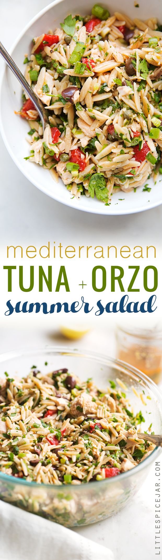 Mediterranean Tuna Orzo Summer Salad - A quick and easy summer salad using mostl...