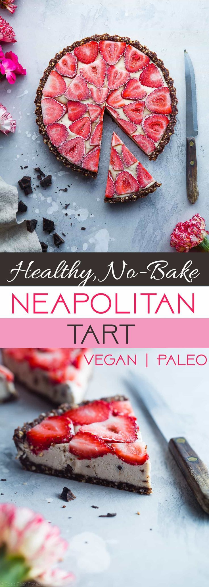 No-Bake Neapolitan Tart - This paleo friendly, no bake tart is an easy summer d...
