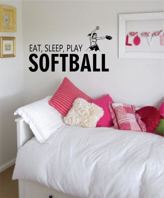 Eat Sleep Play Softball The latest in home decorating. Beautiful wall vinyl deca...