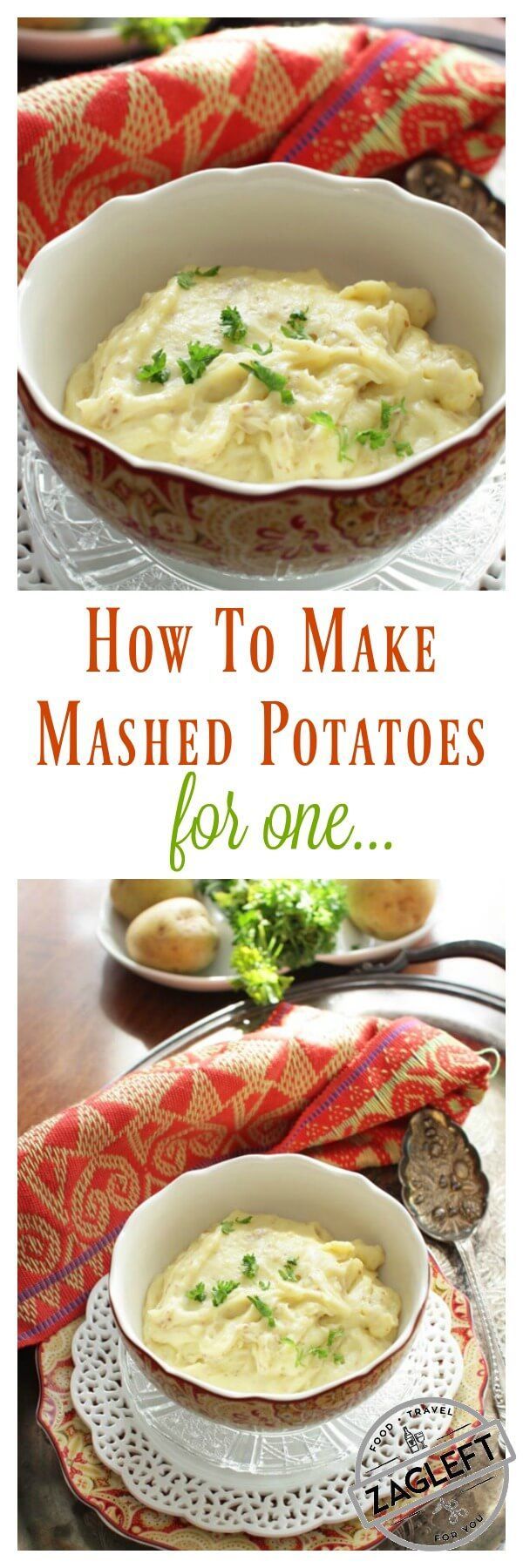 Creamy Homemade Mashed Potatoes For One – two Gold potatoes cooked in garlic-i...