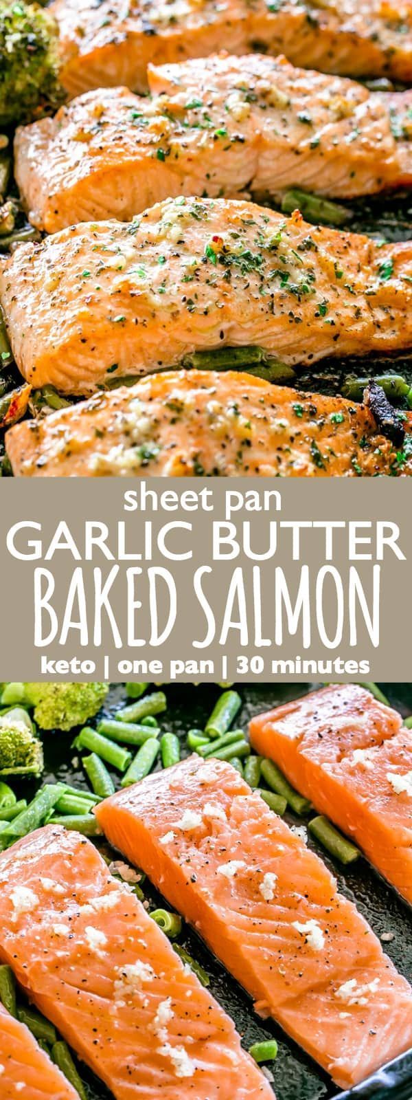 Garlic Butter Baked Salmon - Tender and juicy salmon brushed with an incredible ...