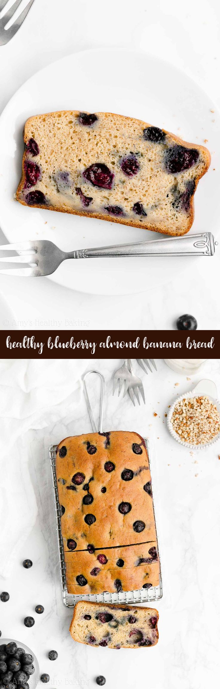 Healthy Blueberry Almond Banana Bread – moist, tender & only 116 calories! It ...