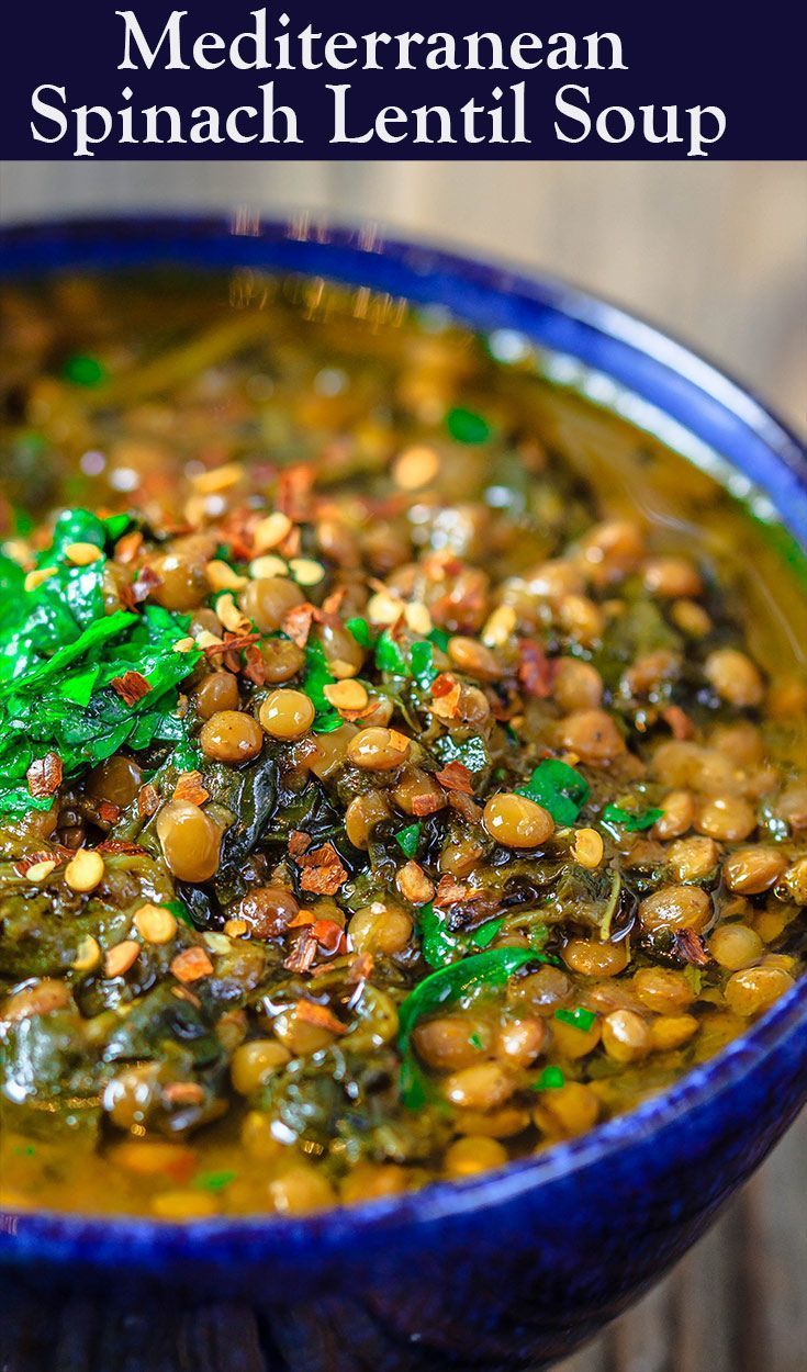 Mediterranean Spicy Spinach and Lentil Soup