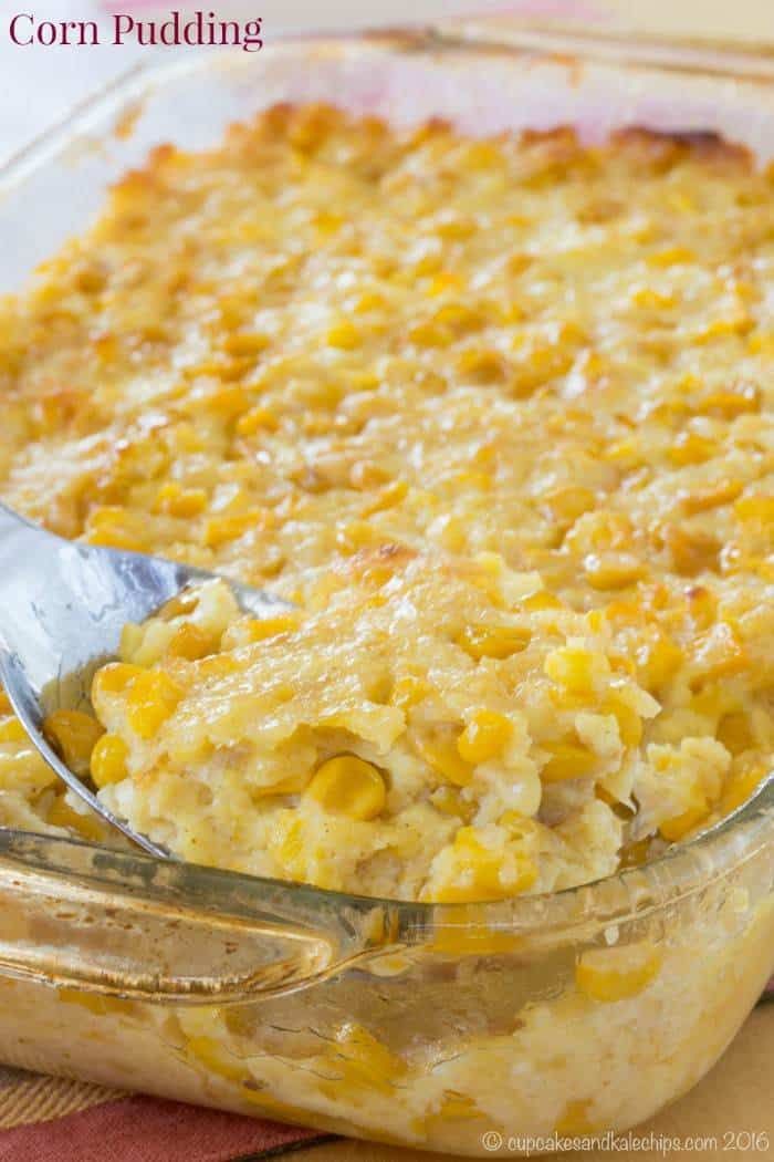 Corn Pudding - an easy family favorite side dish recipe for Thanksgiving and Chr...