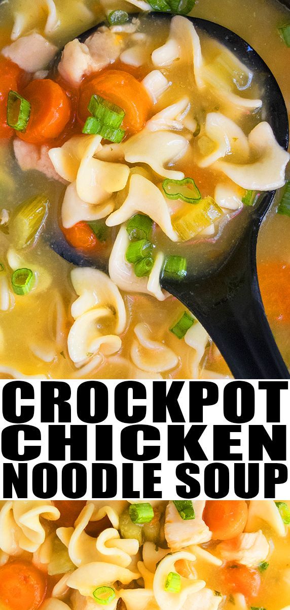 SLOW COOKER CHICKEN NOODLE SOUP RECIPE- Quick, easy, homemade with simple ingred...