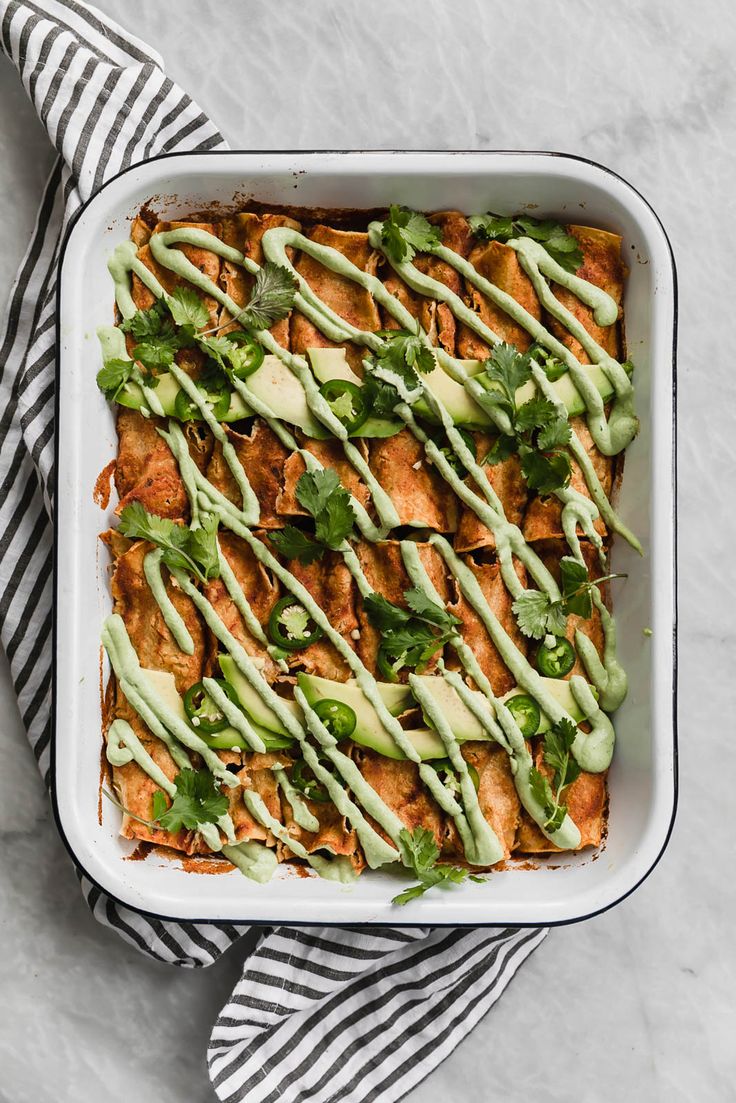 Vegan Butternut Squash Black Bean Enchiladas with Jalapeño Cashew Crema