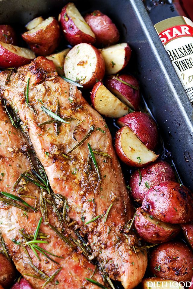 Garlic and Rosemary Balsamic Roasted Pork Loin - Easy to make, flavorful, incred...
