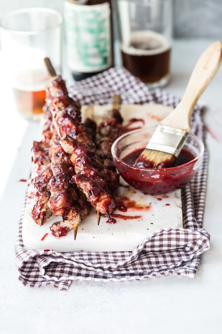 Grilled Steak Kebabs with cherry BBQ Sauce