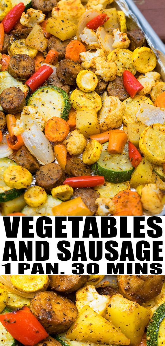OVEN ROASTED SAUSAGE AND VEGETABLES RECIPE- Quick and easy, healthy, low carb, m...