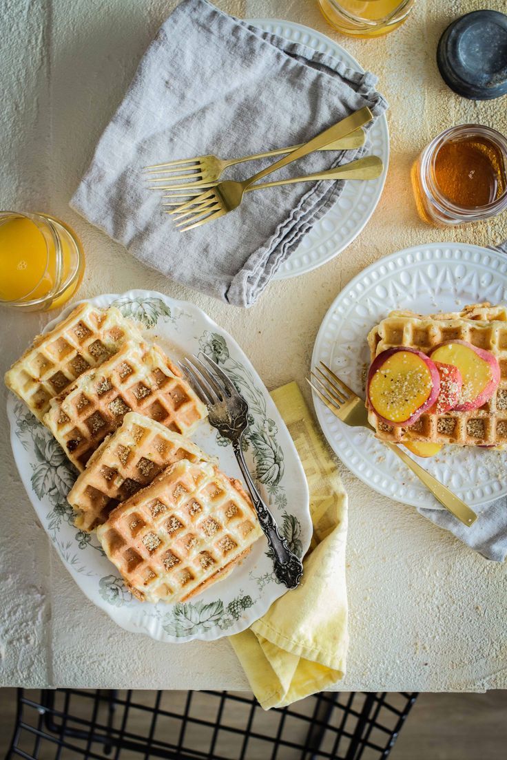 Peaches and Cream Protein Waffles