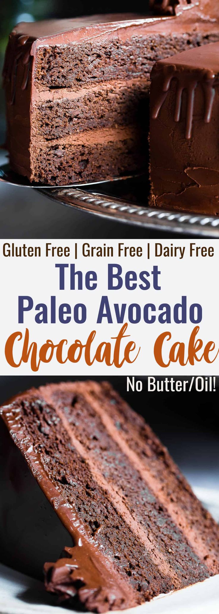 The Best Paleo Chocolate Avocado Cake - This dairy and gluten free Chocolate ca...
