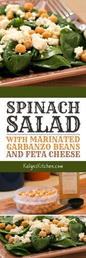 Spinach Salad with Marinated Garbanzo Beans and Feta Cheese - Kalyn's Kitchen