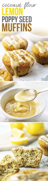Coconut Flour Lemon Poppy Seed Muffins with Creamy Lemon Icing