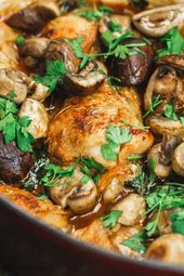 Wine-Braised Chicken Thighs with Shallots and Mushrooms